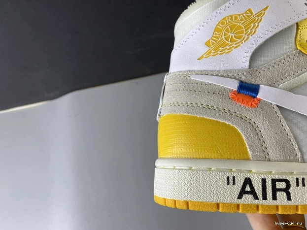 White NRG Dark x Yellow-Cone Jordan Powder 1 Off-White Air AQ0818-149 0702
